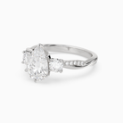 Pear Twisted Vine Three Stone in 18K White Gold top angle
