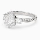 Pear Twisted Vine Three Stone in Platinum top angle