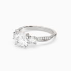 Round Twisted Vine Three Stone in 18K White Gold top angle