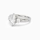 Marquise Engraved Vintage Three Stone in 14K White Gold top angle