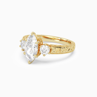 Marquise Engraved Vintage Three Stone in 18K Yellow Gold top angle
