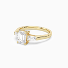 Emerald Baguette Three Stone Large Sides in 14K Yellow Gold top angle