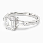 Emerald Baguette Three Stone Large Sides in 18K White Gold top angle