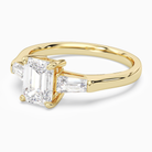 Emerald Baguette Three Stone Large Sides in 18K Yellow Gold top angle