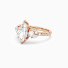 Marquise Composite Three Stone Ring in 14K Rose Gold top angle