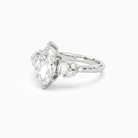 Marquise Composite Three Stone Ring in 14K White Gold top angle