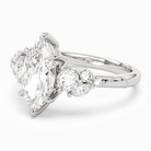 Marquise Composite Three Stone Ring in 18K White Gold top angle