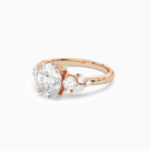 Oval Composite Three Stone Ring in 14K Rose Gold top angle