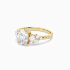 Oval Composite Three Stone Ring in 18K Yellow Gold top angle