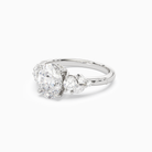 Oval Composite Three Stone Ring in Platinum top angle
