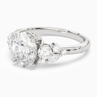 Oval Composite Three Stone Ring in Platinum top angle