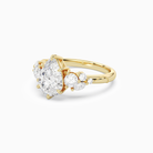 Pear Composite Three Stone Ring in 18K Yellow Gold top angle