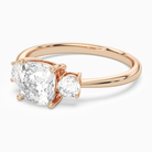 Cushion Classic Round Three Stone Large Sides in 14K Rose Gold top angle