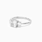 Cushion Classic Round Three Stone Large Sides in 14K White Gold top angle