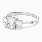 Cushion Classic Round Three Stone Large Sides in 18K White Gold top angle