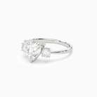 Heart Classic Round Three Stone Large Sides in Platinum top angle