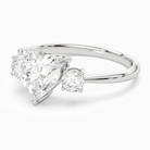 Heart Classic Round Three Stone Large Sides in Platinum top angle