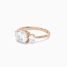 Round Classic Round Three Stone Large Sides in 14K Rose Gold top angle