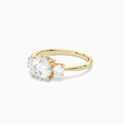Round Classic Round Three Stone Large Sides in 18K Yellow Gold top angle
