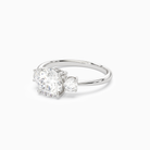 Round Classic Round Three Stone Large Sides in Platinum top angle