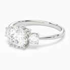 Round Classic Round Three Stone Large Sides in Platinum top angle