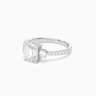 Emerald Classic Round Three Stone Pavé in Platinum top angle