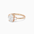 Oval Classic Round Three Stone Small Sides in 14K Rose Gold top angle