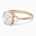 Oval Classic Round Three Stone Small Sides in 14K Rose Gold top angle