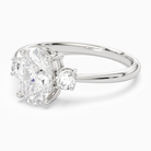 Oval Classic Round Three Stone Small Sides in 14K White Gold top angle
