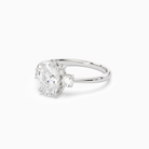 Oval Classic Round Three Stone Small Sides in Platinum top angle