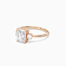 Radiant Classic Round Three Stone Small Sides in 14K Rose Gold top angle