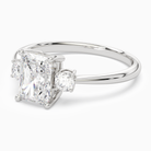Radiant Classic Round Three Stone Small Sides in 18K White Gold top angle