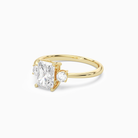 Radiant Classic Round Three Stone Small Sides in 18K Yellow Gold top angle
