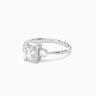 Radiant Classic Round Three Stone Small Sides in Platinum top angle