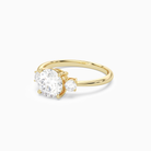 Round Classic Round Three Stone Small Sides in 18K Yellow Gold top angle
