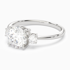 Round Classic Round Three Stone Small Sides in Platinum top angle