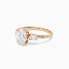 Oval Ornate Accented Three Stone in 14K Rose Gold top angle