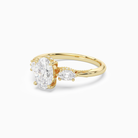 Oval Ornate Accented Three Stone in 14K Yellow Gold top angle