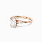 Pear Ornate Accented Three Stone in 14K Rose Gold top angle