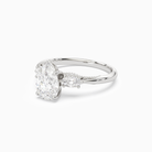 Pear Ornate Accented Three Stone in Platinum top angle