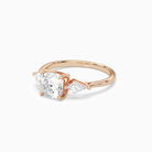 Cushion Kite Side Three Stone Large Sides in 14K Rose Gold top angle