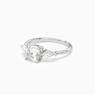 Cushion Kite Side Three Stone Large Sides in 14K White Gold top angle