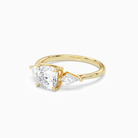 Cushion Kite Side Three Stone Large Sides in 14K Yellow Gold top angle
