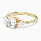 Cushion Kite Side Three Stone Large Sides in 18K Yellow Gold top angle