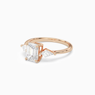 Emerald Kite Side Three Stone Large Sides in 14K Rose Gold top angle