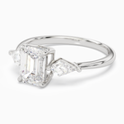 Emerald Kite Side Three Stone Large Sides in 14K White Gold top angle