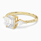 Emerald Kite Side Three Stone Large Sides in 14K Yellow Gold top angle