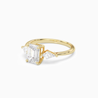 Emerald Kite Side Three Stone Large Sides in 18K Yellow Gold top angle
