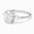 Oval Kite Side Three Stone Large Sides in Platinum top angle