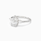 Pear Kite Side Three Stone Large Sides in 18K White Gold top angle